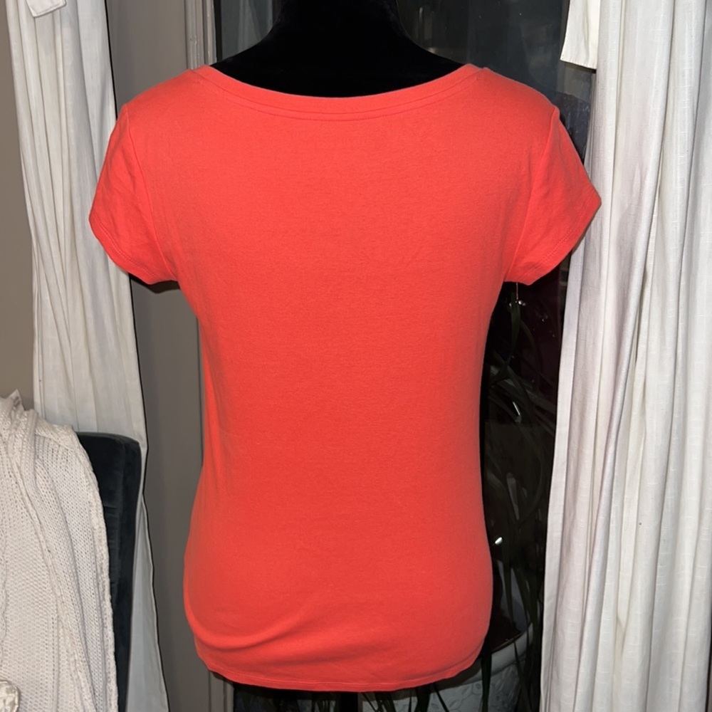 Liz Claiborne orange shortsleeve women’s shirt casual top Small - Picture 5 of 8